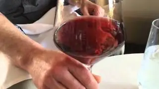 Swirling red wine in a glass at LACMA - Mundane Slow Motion Video
