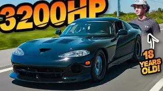 18 Year Old Drives 3200HP Viper on the Street! &ldquo;The 6 Second Kid&rdquo; (542ci V10 with 88MM Turbos)