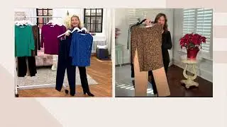 Susan Graver Printed & Solid Liquid Knit A-Line Top Set on QVC