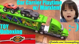 Marxlen's Car Carrier Truck. Car Transporter Truck Toy Unboxing. Classic Hulyan and Maya Toy Video