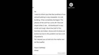 Complaining letter (about the Miserable condition of the school building ) class - 12th