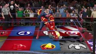 WWE 2K16 Super Hero Showdown Superman and Batman vs Colossus and The Punisher Part 2