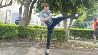 Doing some warmups with random karate combinations #karate #shorts #fitness