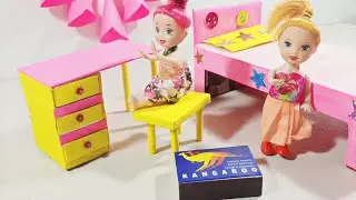 DIY Mini Study table with matchbox || How to make miniature Study table @Craftube