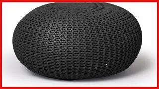Urban Shop Round Knit Pouf - Hand Woven Cotton, Black