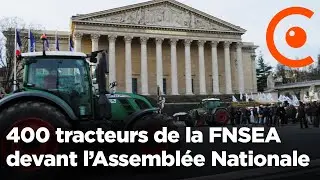 400 tracteurs d'Agriculteurs en col&egrave;re de la FNSEA devant l&rsquo;Assembl&eacute;e Nationale &agrave; Paris