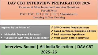 DAV Interview 2026 | Most Important Questions & Perfect Answers | PGT TGT PRT [ Part-6]