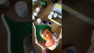 first time painting with acrylic colours Gautam Buddha idol Acrylic paint painting