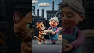 cat help the old lady #trending #shorts #cartoon #ai #remix