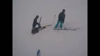Full white out in Mera Peak while skiing. Mera Peak is trekking peak with an altitude of 6476meters