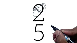 Dancing girl drawing from numbers 2 and 5 👍 | easy turn numbers | girl drawing idea | लडकी का चित्र