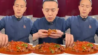 ASMR BRAISED FISH WITH SPICY GARLIC SAUCE EATING