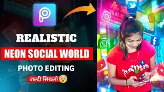 Picsart Social Media Photo Editing Tutorial || Neon Glowing Social Icon Photo Editing- RS EDIT ZONE