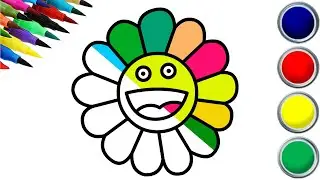 Colorful Smiley Flower Drawing 🌼 | Fun and Easy Art for Kids 🎨