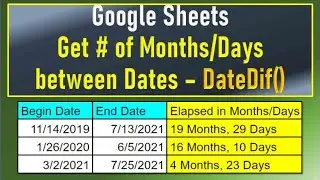 Google Sheets Datedif Function