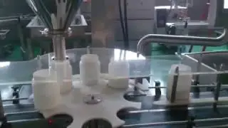 Auger Bottle  Powder line , Auger filler, Inline linear  Capper and Induction Cap Sealer machine