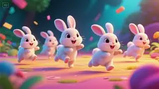 Four Baby Rabbits Hop Around | Nursery Rhymes & Kids Songs