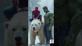 Hulk and spiderman vs polar bear fight battle #shorts #spiderman #hulk #animals
