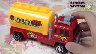 Unboxing TOYS Review/Demos - Tomica red yellow oil tank truck plastic goes around city