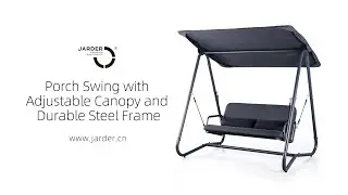 Jarder Porch Swing with Adjustable Canopy and Durable Steel Frame, 2-Person Patio Seater
