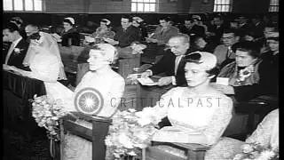 The marriage ceremony of Cecile Dionne and Philippe Langlois in a Church in Ontar...HD Stock Footage