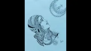 How To Draw Beautiful Girl with Mandala Art /Zentangle Art || Easy to Draw ||