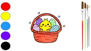 How To Draw And Colour A Easter Drawing | Happy Easter Drawing Easy Step By Step For Kids & Toddlers