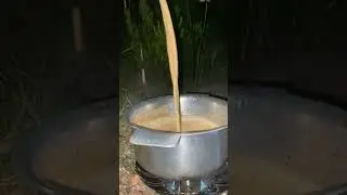 Making tea in camping#adventure #tea #forest #sky #moon #rain #iphone15