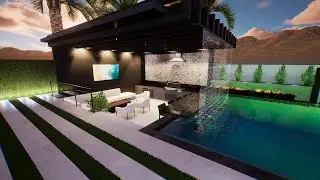 Horn Project - Sunken Outdoor Kitchen and Waterfall (Tucson, AZ)