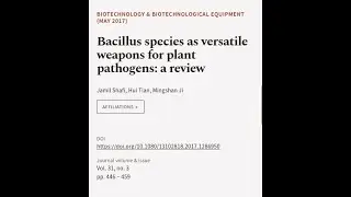 Bacillus species as versatile weapons for plant pathogens: a review | RTCL.TV