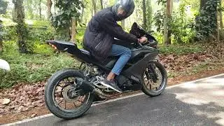 R15 v3 full system exhaust akrapovic without DB killer #bikeride #r15 #yamaha #exhaust #akrapovic