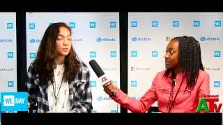Microsoft Sponsored Youth Robotics Designer Maia Dua interviews with Thandi Chirwa at We Day Seattle