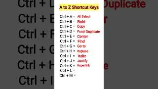 Ctrl A to Z shortcut keys | Anjali Bhardwaj| #computer