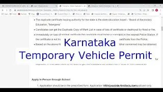 Karnataka - Apply For Temporary Vehicle Permit (Online)