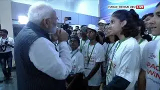 PM Modi interacts with students at ISRO HQ in Bengaluru