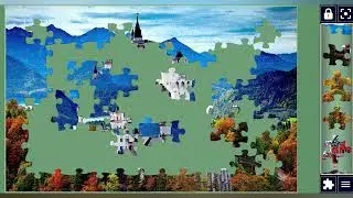 Image of the Neuschwanstein Castle surrounded with Autumn colours during sunset🌇🏰//puzzlesArt🧩🧩//