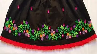 নতুন একটি কোটি ডিজাইনের লং ফ্রকে কাজ করলাম || Long frock embroidery design@dishascreativeworld5546