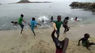 Assab boys playing in the Sea diving. Dr. Deiva Oswin Stanley