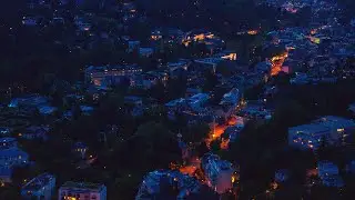 City Center by night (Baden Baden) | Aerial (4K)