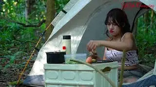 15 Days Solo Camping in the Forest | Build Shelter and Cook Outdoors @YoYoCamping20