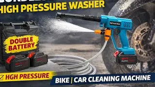 Double Battery Cordless High Pressure Washer | Bike Car Cleaning Machine