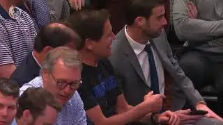 Dallas Mavericks owner Mark Cuban reacts to the NBA season being suspended