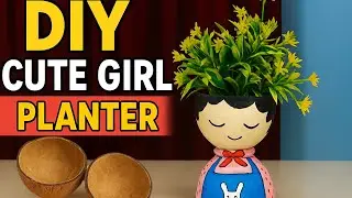 Coconut Shell Craft/Handmade Cute Doll Planter/DIY Best Out of Waste/Home Decoration Idea#diy#craft 
