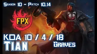 FPX Tian GRAVES vs LEE SIN Jungle - Patch 10.14 KR Ranked