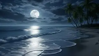 Moonlit Ocean Waves at Night | Deep Relaxation, Stress Relief and Peaceful Sleep Ambience