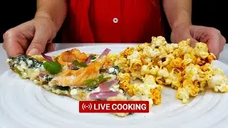 ❤️ LIVE Cooking 35 - Smoked Salmon Tart with Truffle Oil Popcorn ASMR