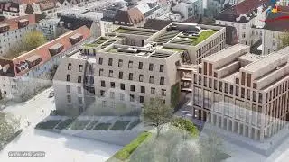 Das Rathaus wird erweitert. Es entsteht ein Neubau für die Verwaltung sowie ein Zweigiebelhaus.