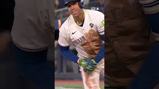 George Springer takes a HARD hit to the forearm 🤕 #bluejays #mlb #baseball #worldseries