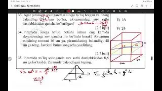 12-oktyabr milliy sertifikat savollari original 31-35