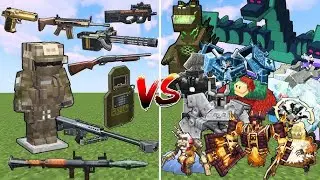 Overpowered Guns vs Strongest Minecraft Bosses In Minecraft